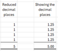 excel screenshot of reduced decimal places example