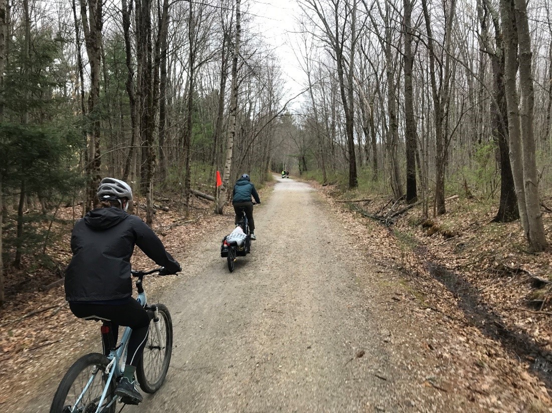 biking on trail