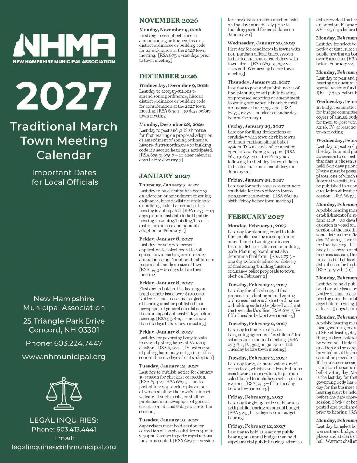 march traditional calendar 2027